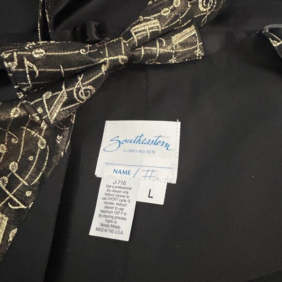 Southeastern Vintage Men's Formal Black Gold Musical Vest and Bow Tie Size Large - Picture 2 of 7